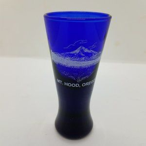Cobalt Blue Glass Shooter Shot Glass Mt. Hood Oregon Barware